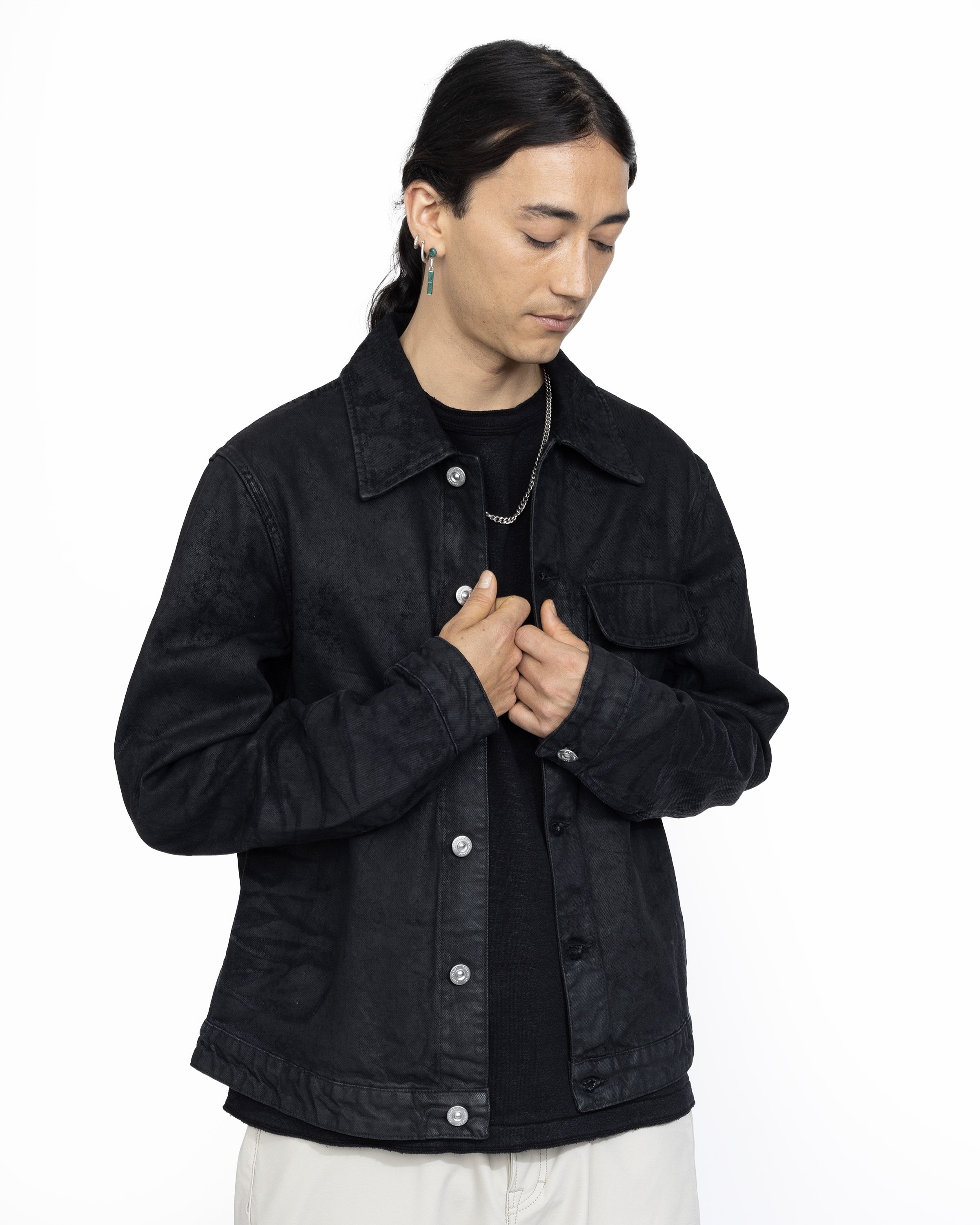 Waxed denim shirt outlet